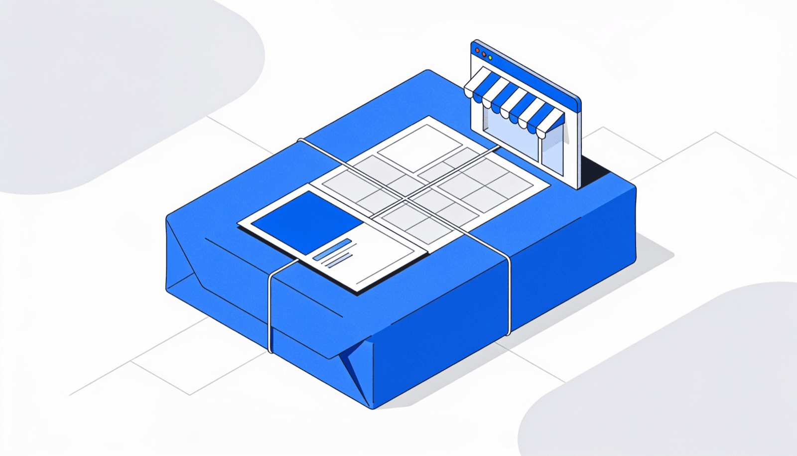 Illustration of a theme package sold directly from a website instead of a marketplace