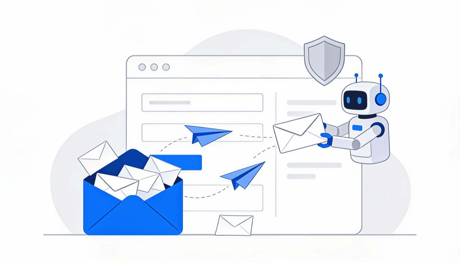Illustration of a form inbox flooded with junk responses