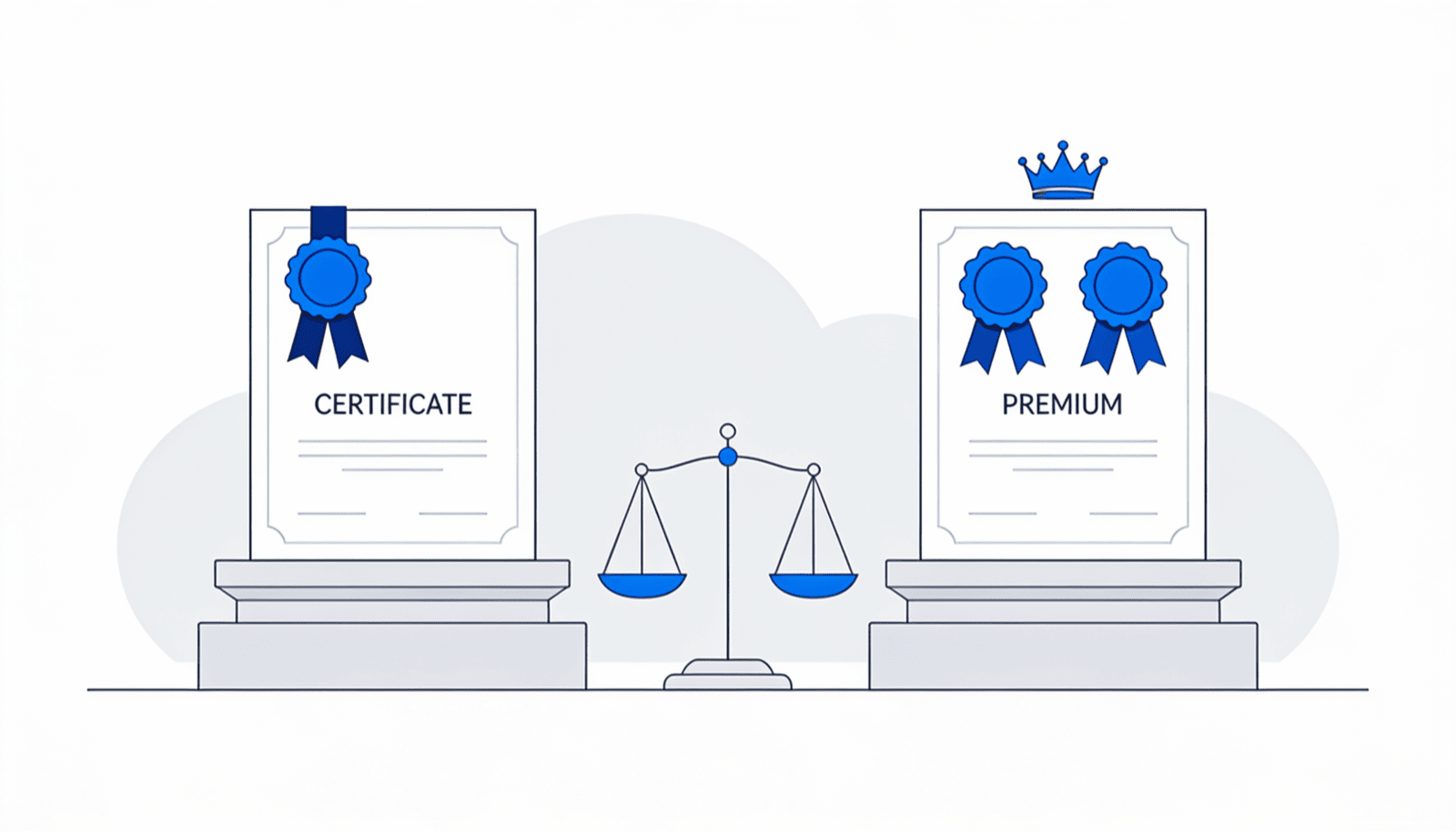 Illustration comparing two software license tiers side by side